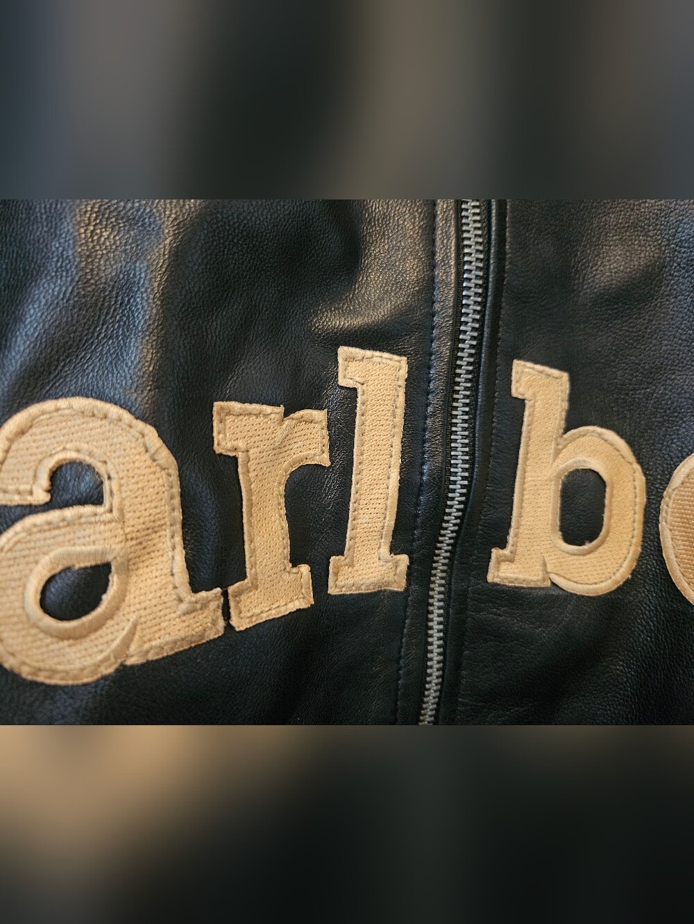 Vintage Marlboro Black Leather Racing Jacket Size L Large Embellished W Patches - Picture 7 of 16